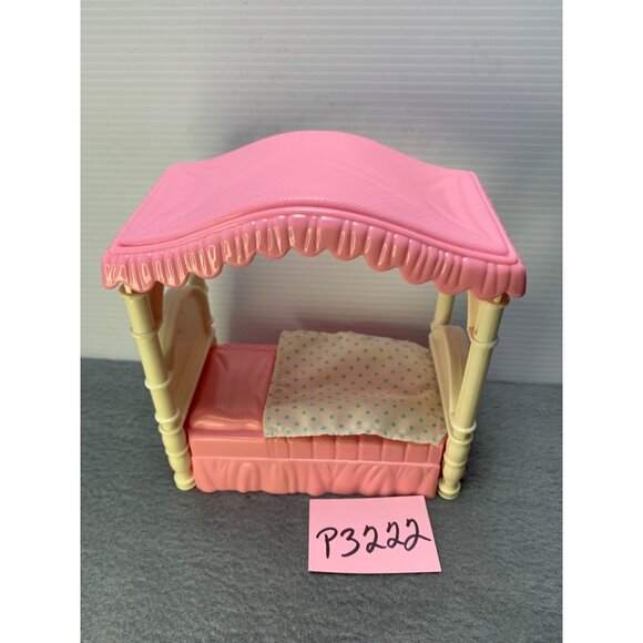 Hasboro 1996 Dollhouse Canopy Bed Pink & Cream - Picture 9 of 9